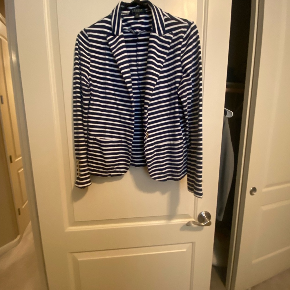 Ralph Lauren Navy and White Striped Blazer - Pre-owned